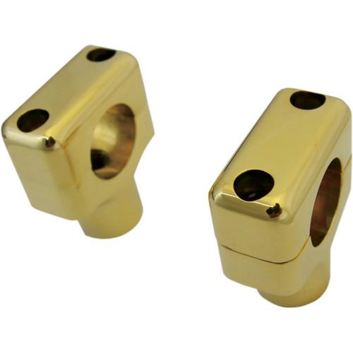 LA CHOPPERS 1.5" Shorty Polished Brass Risers for 1" Handlebars Universal - Rocket Bobs Cycle Works